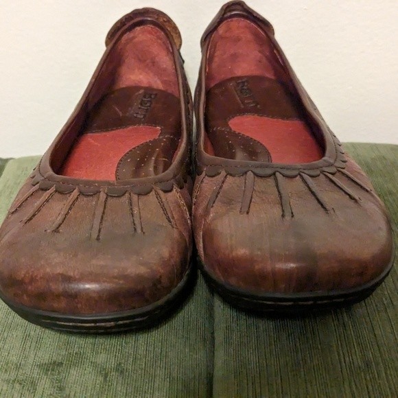 Born Scotti Metallic Brown Genuine Leather Slip On Boho Ballet Flats - Picture 6 of 12